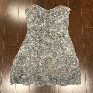 BCBG Rosette Strapless Dress
